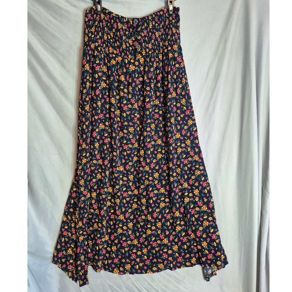 Lost + Wander Party Till Dawn Maxi Skirt Floral Button Smocked XS